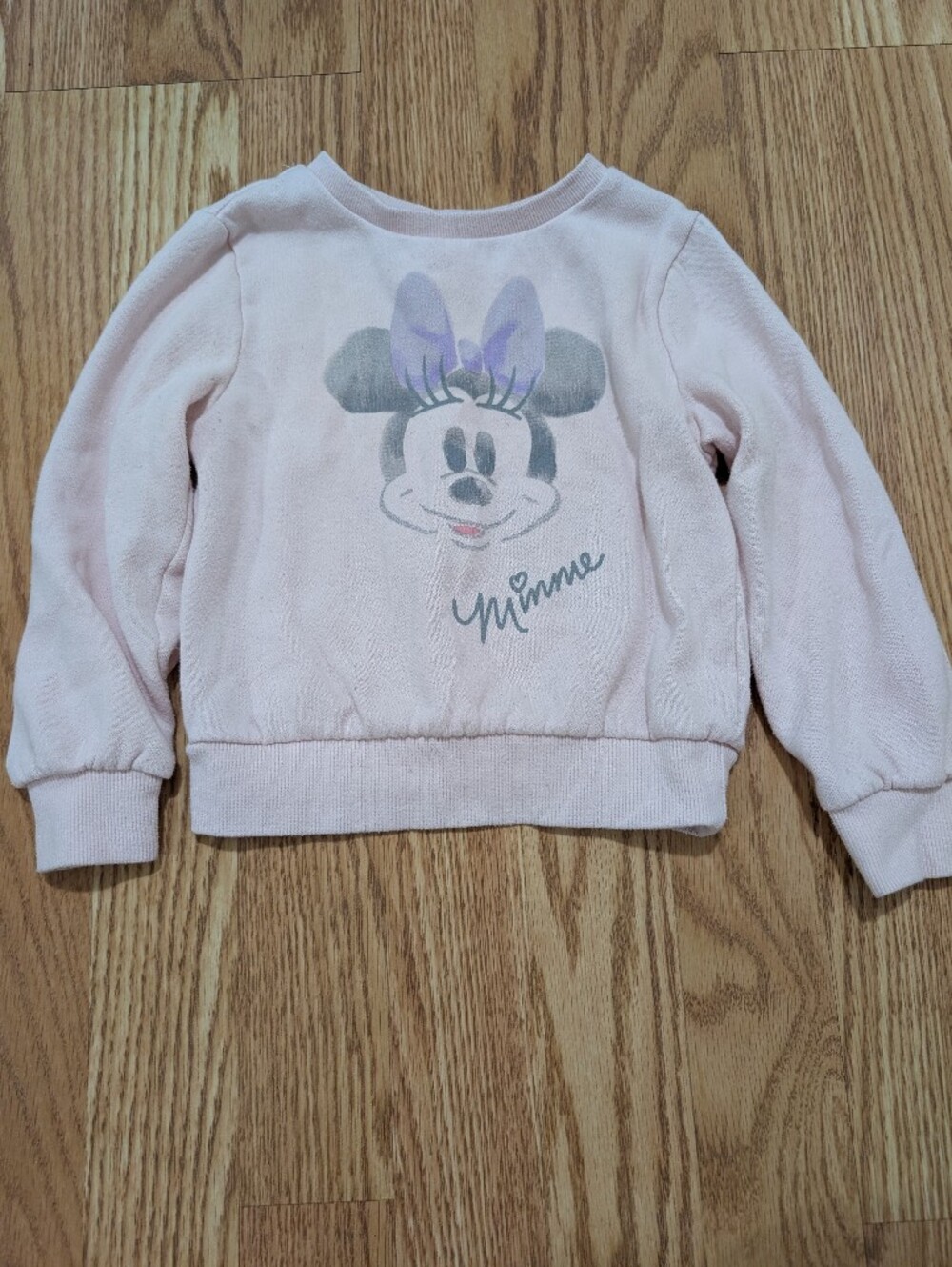 Girls Disney Minnie Mouse Light Pink Crewneck Sweatshirt 3T